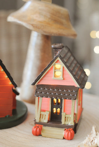 Pink Pumpkin House with LED Light