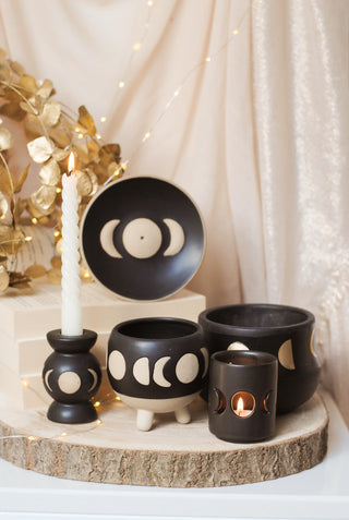 Moon Phases Candle Holder - Black