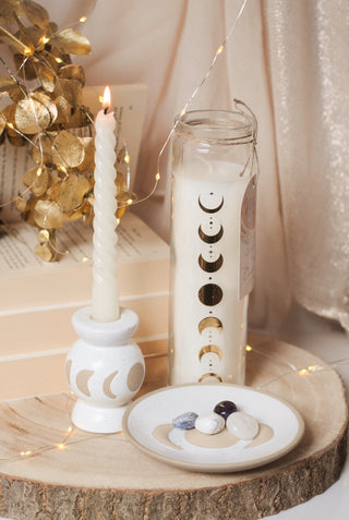 Moon Phases Tray/Incense Holder - White