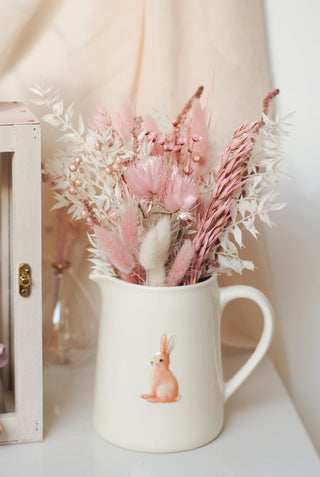 Bunny Jug with Pink Dried Flowers