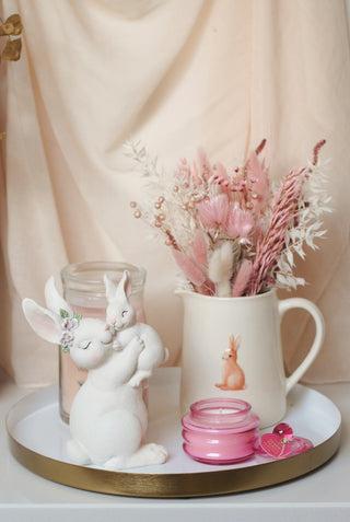 Bunny Jug with Pink Dried Flowers