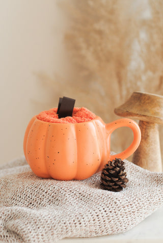 Speckled Pumpkin Mug with Socks