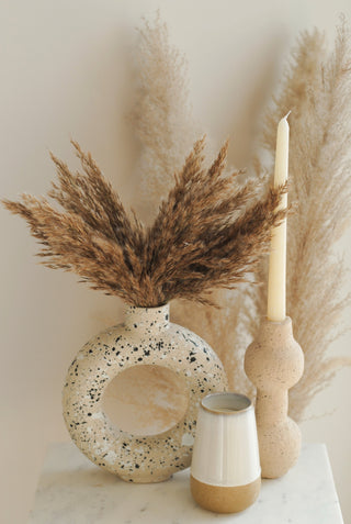 Circle Vase with Dried Flower Bouquet