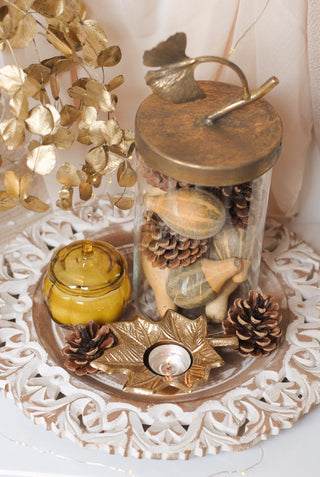 Ginkgo Leaf - Glass Jar with Lid