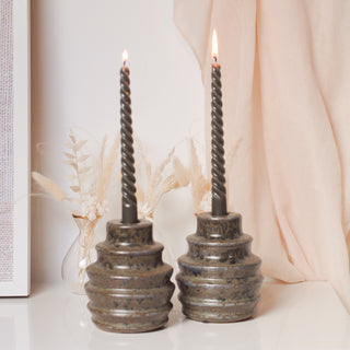 CANDLE HOLDER - GLAZED GREY