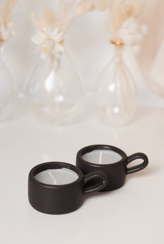 SMALL CANDLE WITH CANDLE HOLDER - BLACK