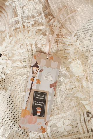 Cosy Café Bookmark with Satin Ribbon