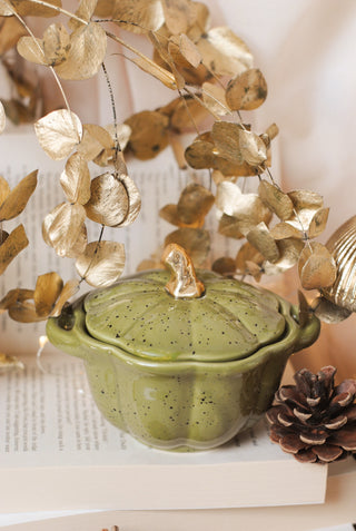 Pumpkin Bowl with Lid - Green