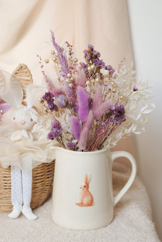 Bunny Jug with Lila Dried Flowers