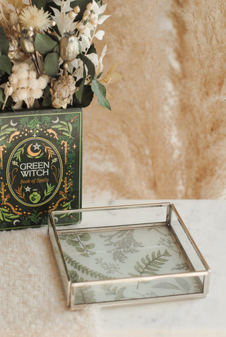 Glass Tray with Leafs Print