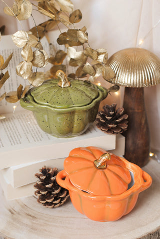 Pumpkin Bowl with Lid - Orange