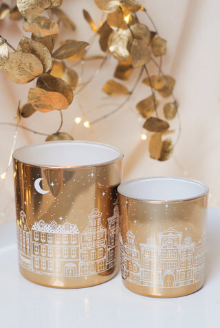 Winter Houses & Night Sky Tealight Holder Large