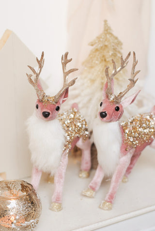 PINK VELVET GLITTER DEER