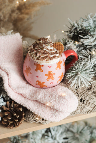 Pink Gingerbread Mug with Socks