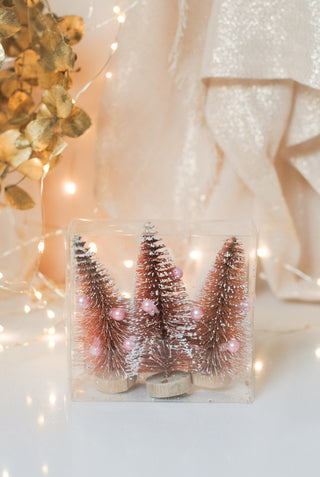 Little Pink Christmas Trees - Set van 3