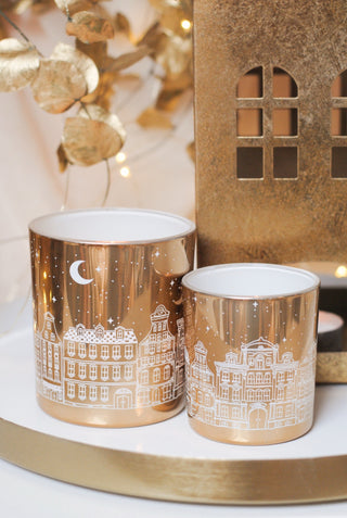 Winter Houses & Night Sky Tealight Holder Small