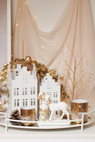 White House with Glass Tealight Holder - Small