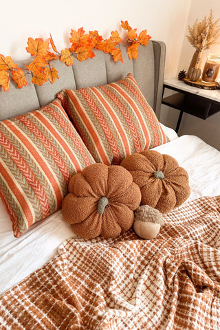 Bouclé Pumpkin Pillow - Autumn Orange