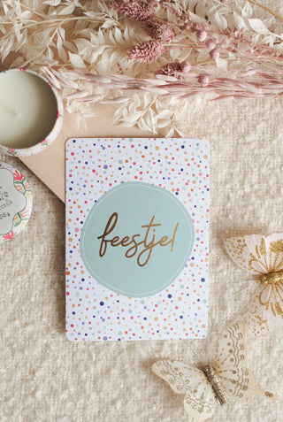 Feestje! - Gold Foil Ansichtkaart