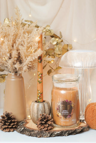 Wooden Pumpkin Dinner Candle Holder