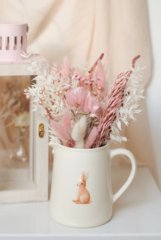 Bunny Jug with Pink Dried Flowers