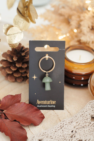 Aventurine - Gemstone Mushroom Keyring