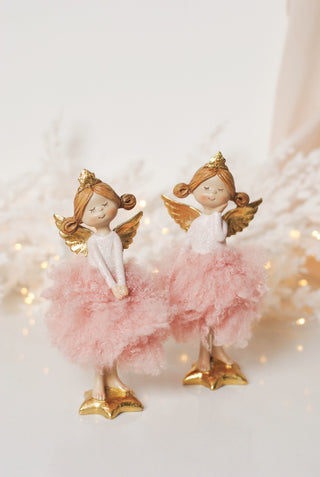 LITTLE PINK ANGEL WITH FLUFFY SKIRT - HANDJE AAN GEZICHT