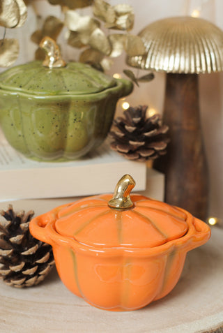 Pumpkin Bowl with Lid - Green