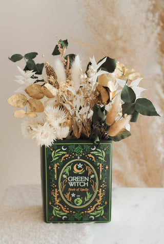 Green Witch Book Vase & Dried Flowers II