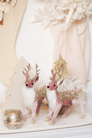 PINK VELVET GLITTER DEER