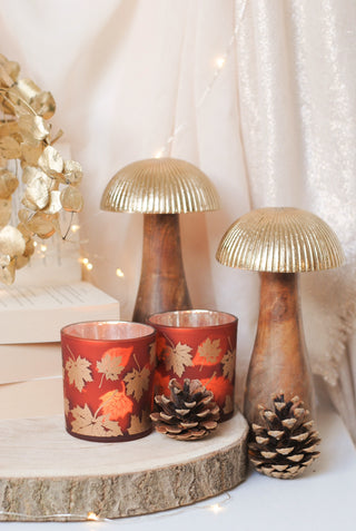 Autumn Leaves Tealight Holder - Orange