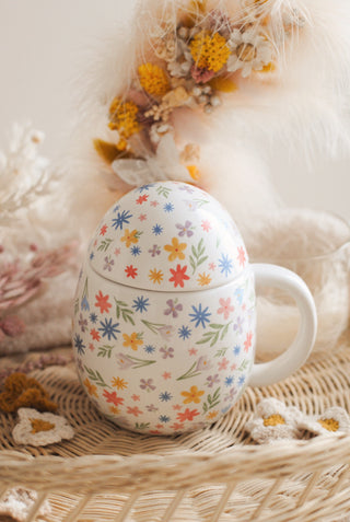 Floral Egg Mug with Lid