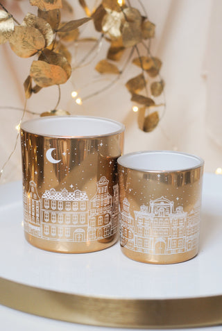 Winter Houses & Night Sky Tealight Holder Large