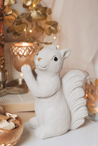 Standing Large Tealight Squirrel - Off White