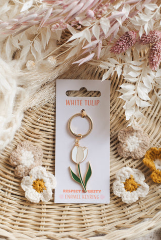 Tulip Keyring - White