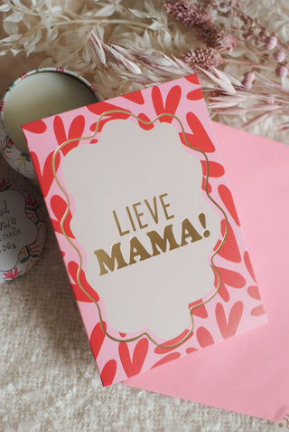 Lieve Mama! - Gold Foil Wenskaart met Roze Envelop