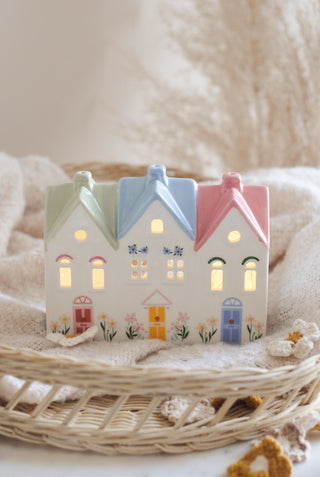 Pastel Houses Tealight Holder