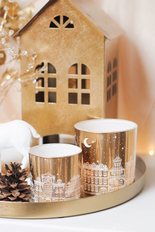 Winter Houses & Night Sky Tealight Holder Large