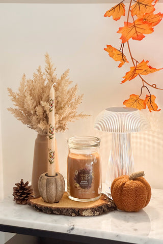Wooden Pumpkin Dinner Candle Holder