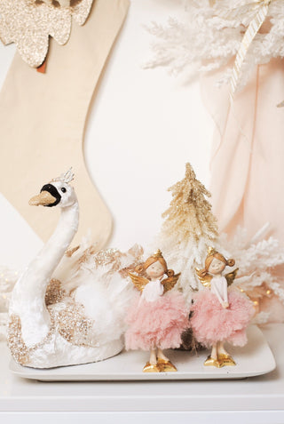 LITTLE PINK ANGEL WITH FLUFFY SKIRT - HANDJE AAN GEZICHT