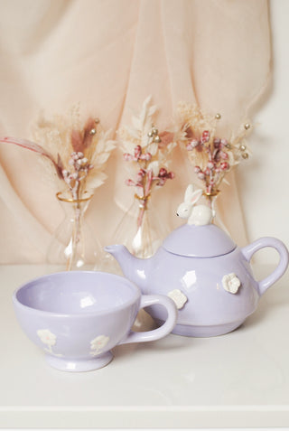 Lilac Bunny Mug & Teapot