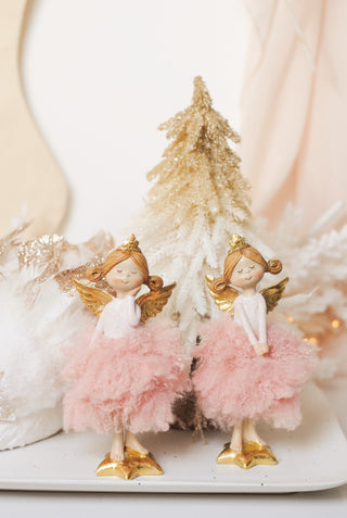 LITTLE PINK ANGEL WITH FLUFFY SKIRT - HANDJE AAN GEZICHT