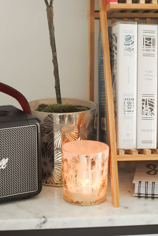 Soft Pink & Gold Floral Tealight Holder