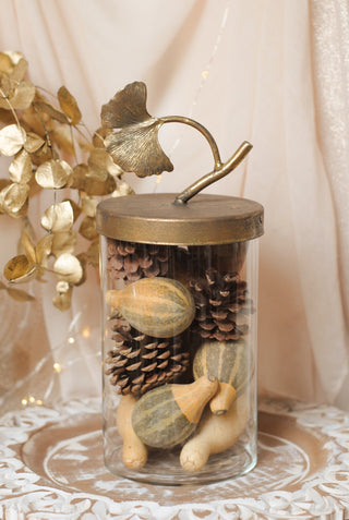 Ginkgo Leaf - Glass Jar with Lid