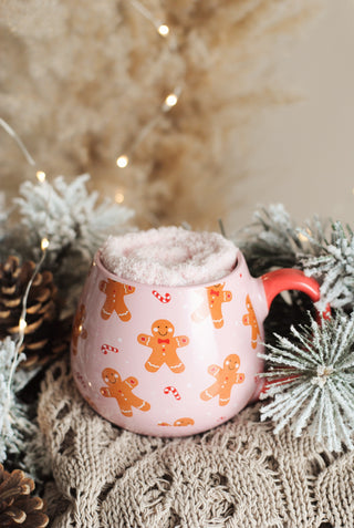 Pink Gingerbread Mug with Socks