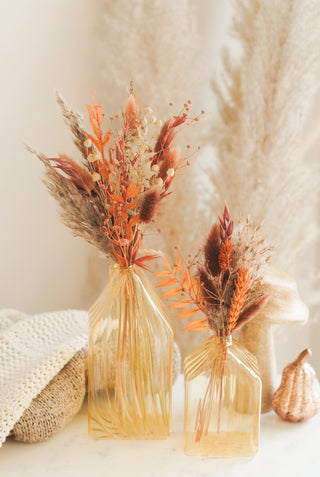 Autumn House Vases Large & Small w/ Flowers IV
