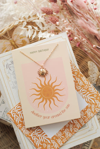 Sun Birthday Card with Necklace