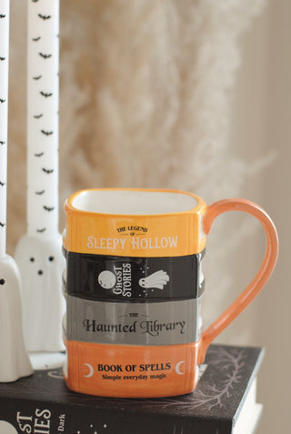 Haunted Library Book Stack Mug
