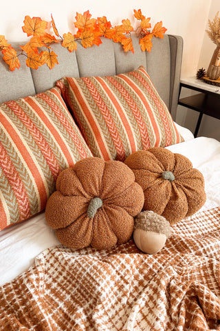 Bouclé Pumpkin Pillow - Autumn Orange