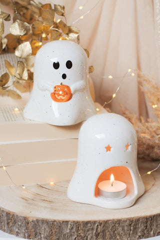 Boo with Pumpkin - Tealight Holder